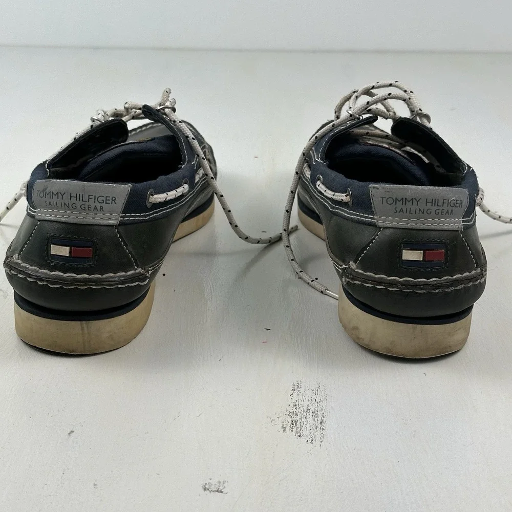 VTG Tommy Hilfiger Leather Boat Shoes Mens 13 Blue Deck TH 44/480 Sailing Gear
